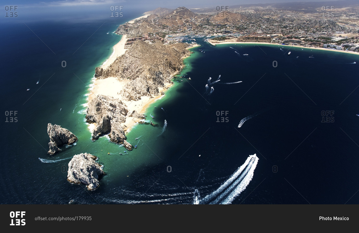 Aerial View Of The Arch Of Cabo San Lucas In Mexico Stock Photo - OFFSET