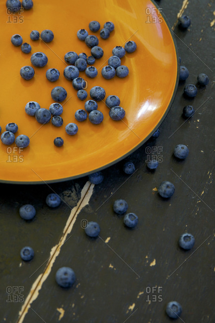 Spilled plate of blueberries - Offset