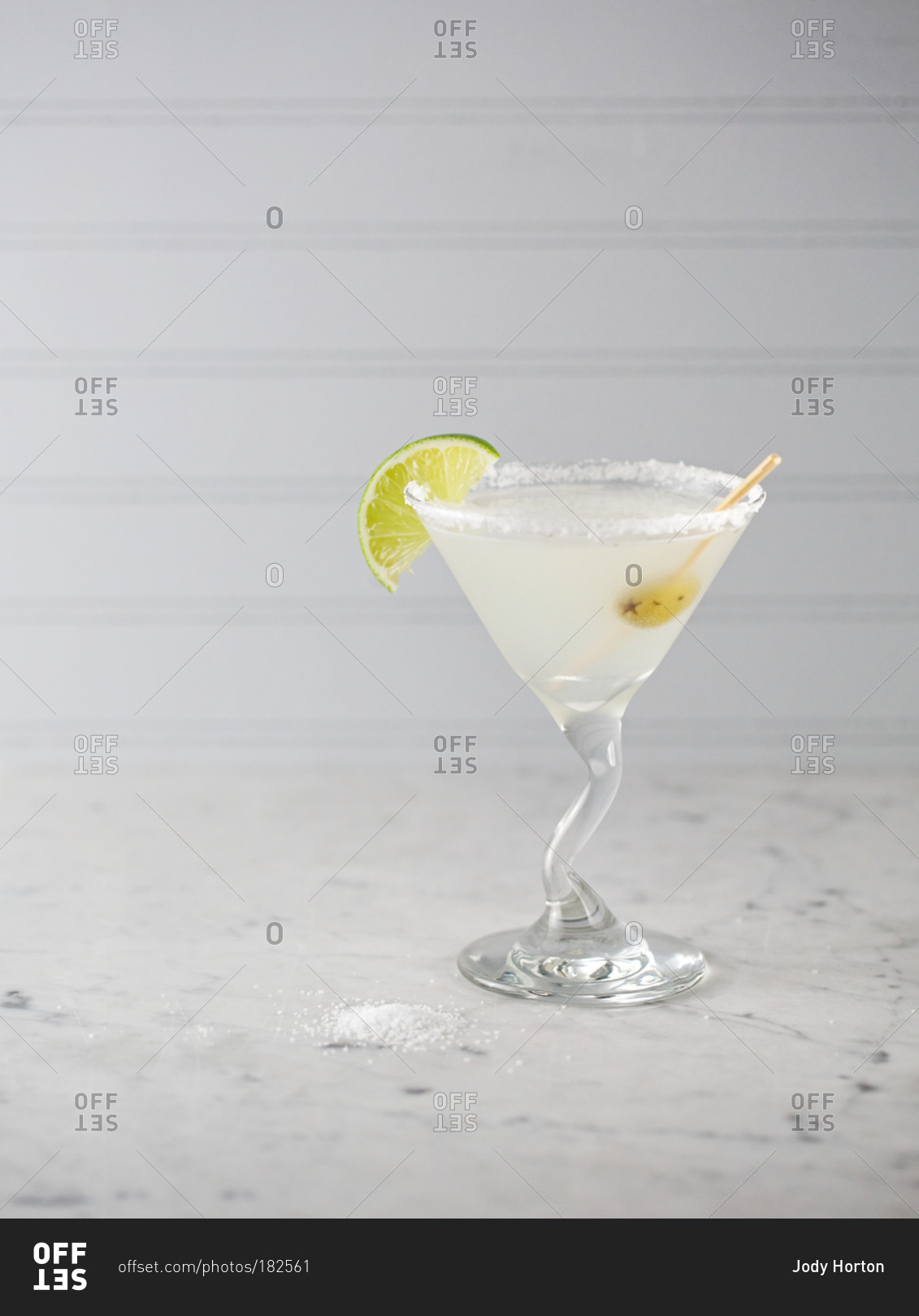 Cocktail served in a salt-rimmed glass