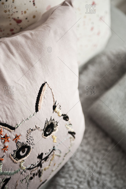 An embroidered pillow