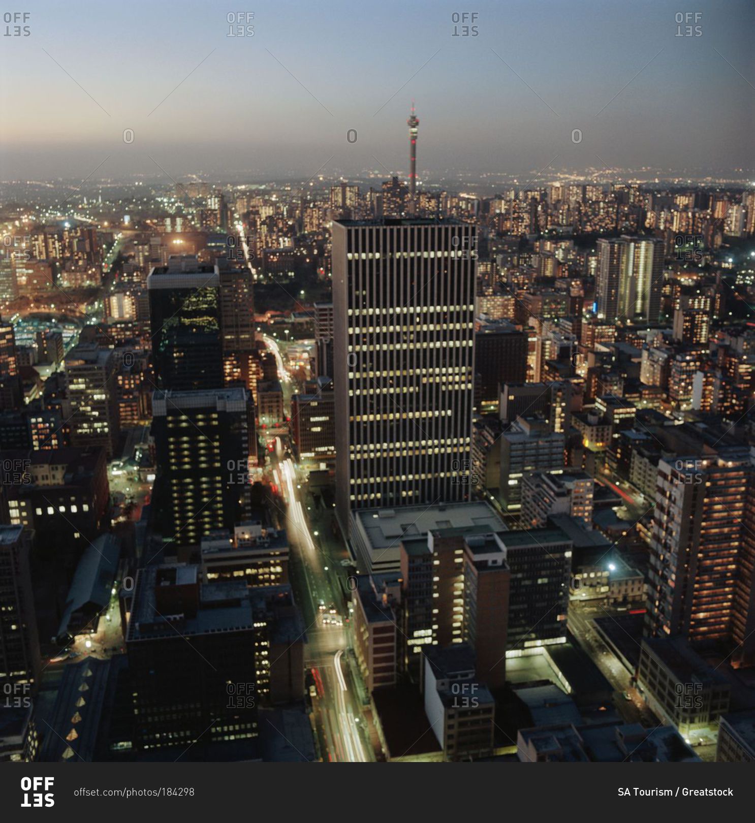 Downtown Johannesburg in the evening