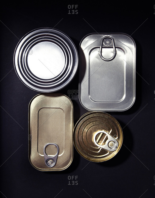 Four tin cans from above