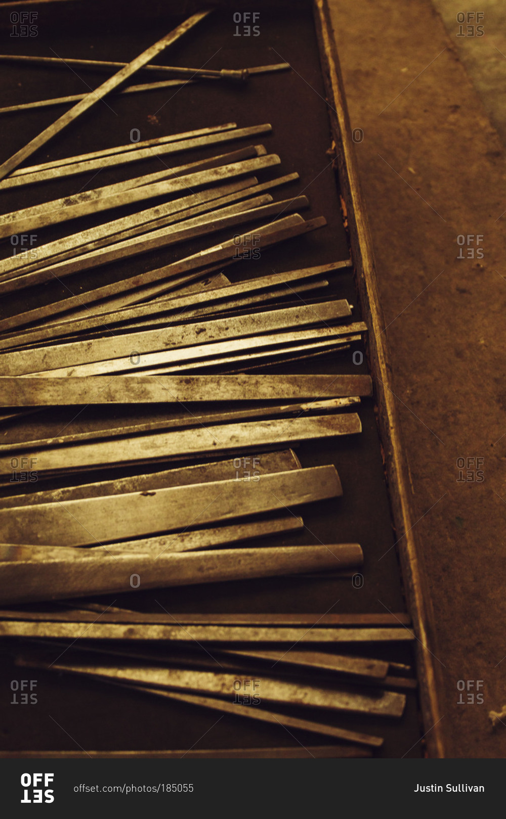 Metal rods in a garment factory in Indonesia