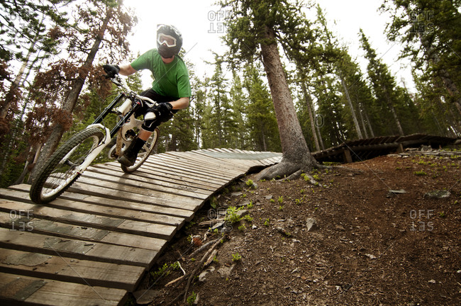 Mountain biker riding in a park