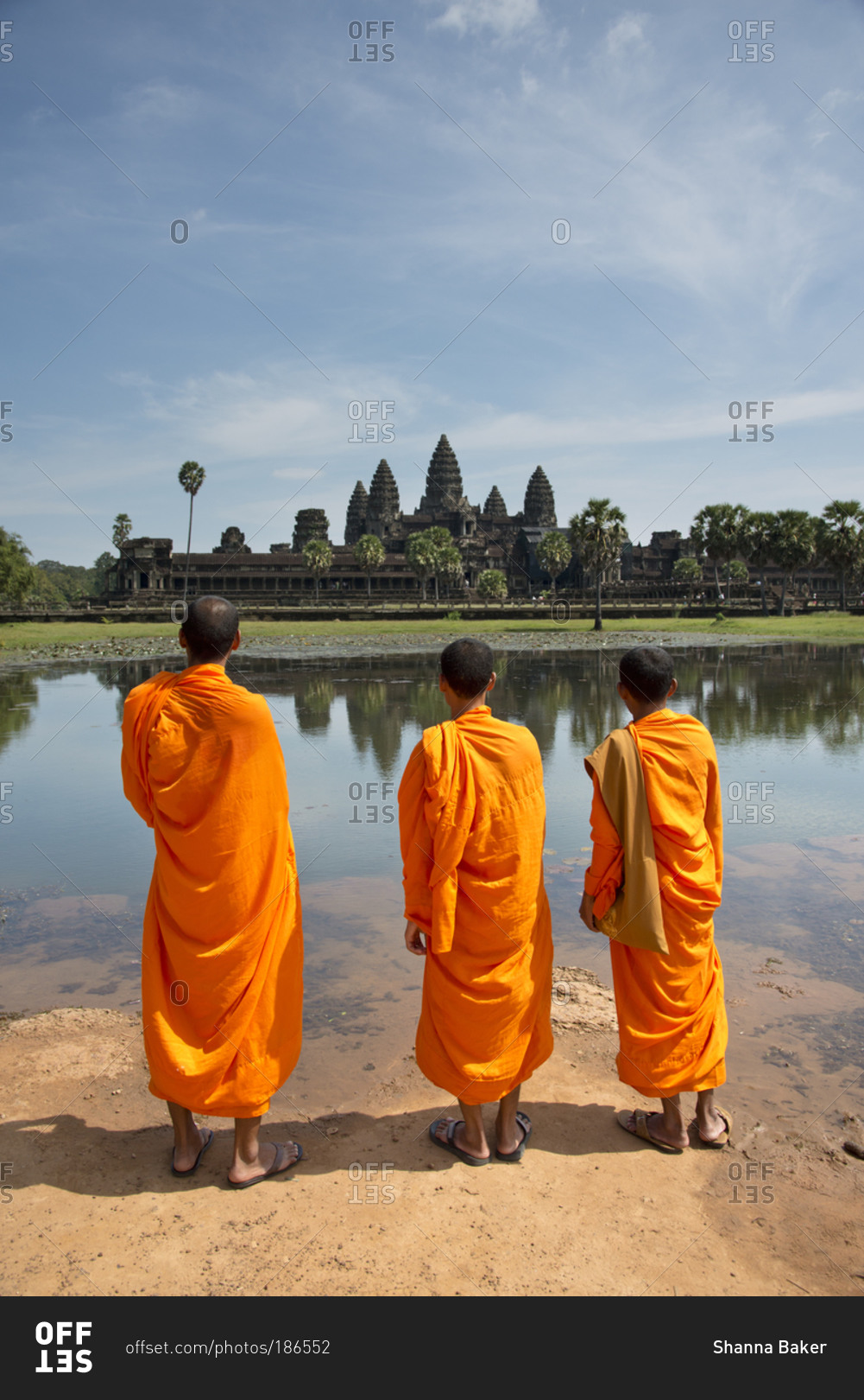 Monks gazing at Angkor Wat, Cambodia