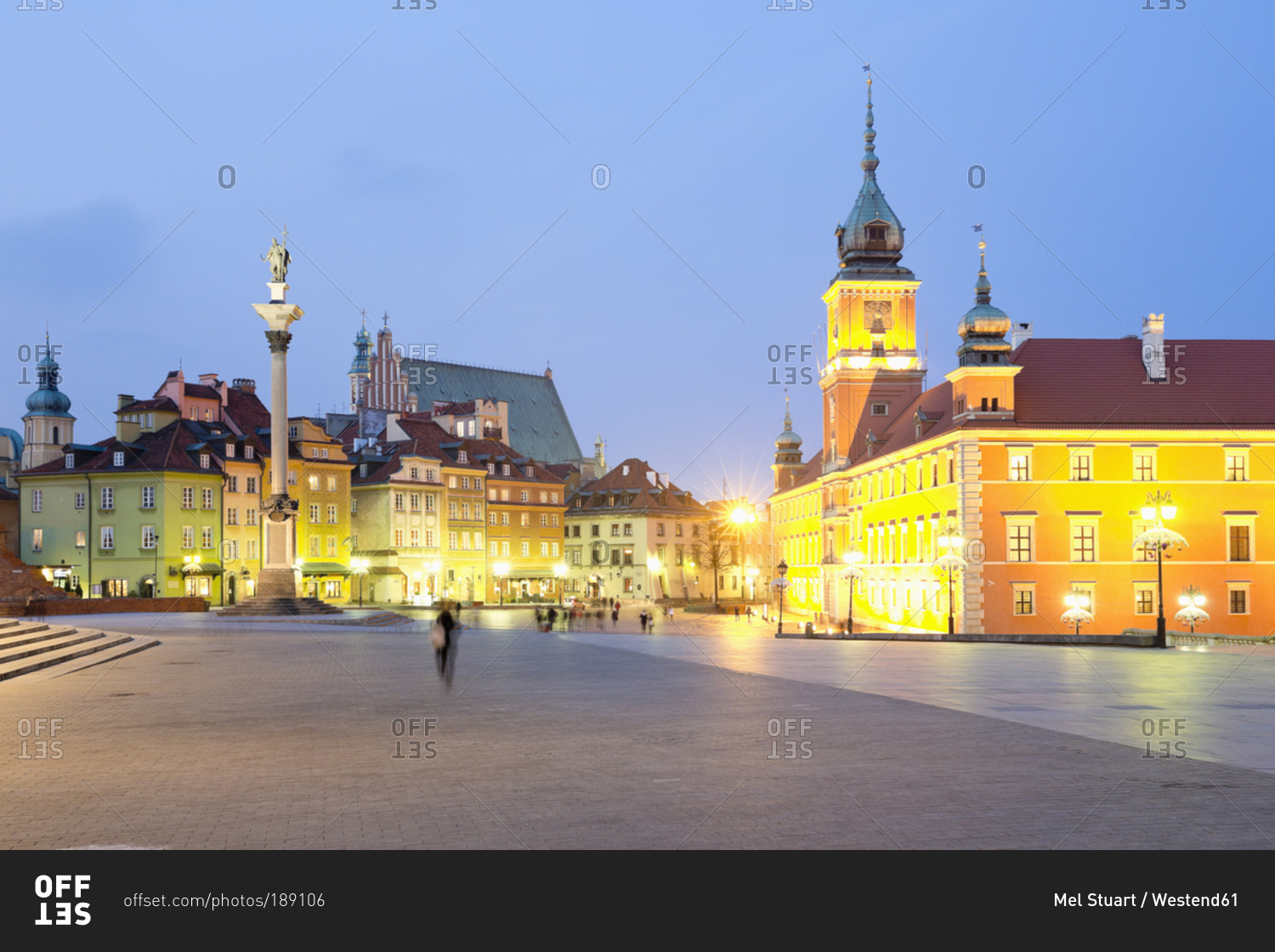 Royal Castle and the column of Sigismund at Zamkowy place, Warsaw, Poland