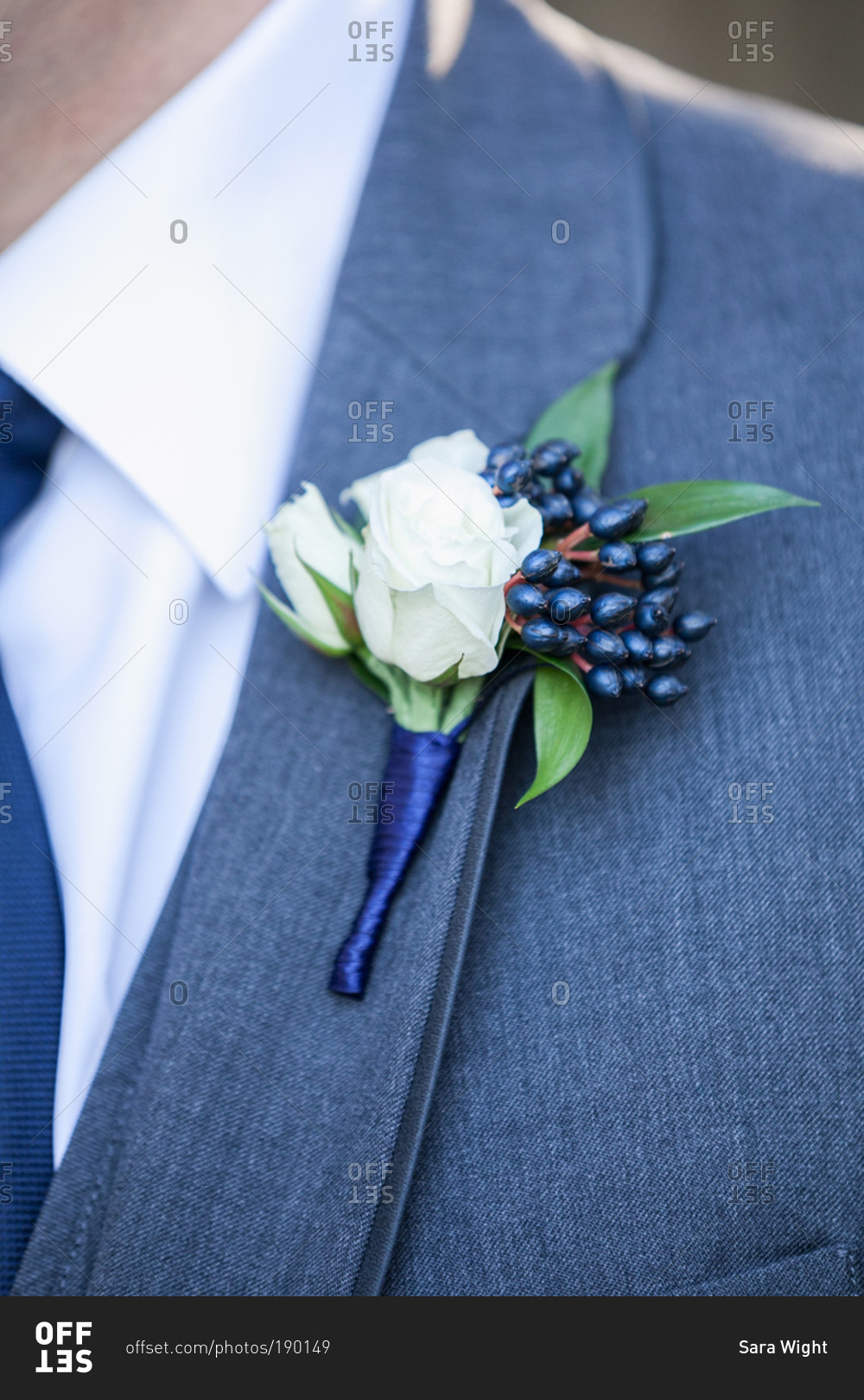 Boutonniere with white roses