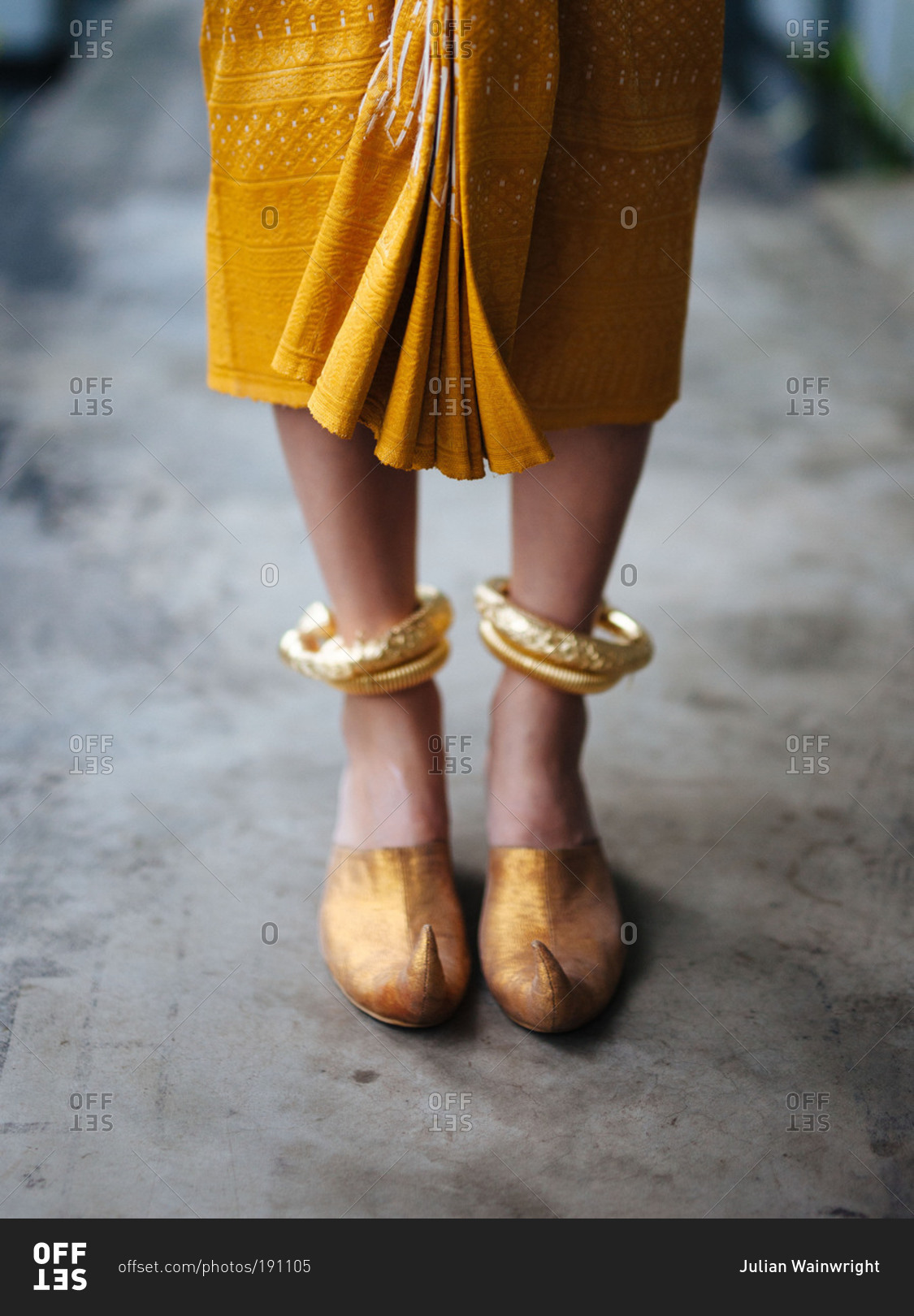 Traditional Khmer wedding shoes worn in Siem Reap, Cambodia stock photo OFFSET