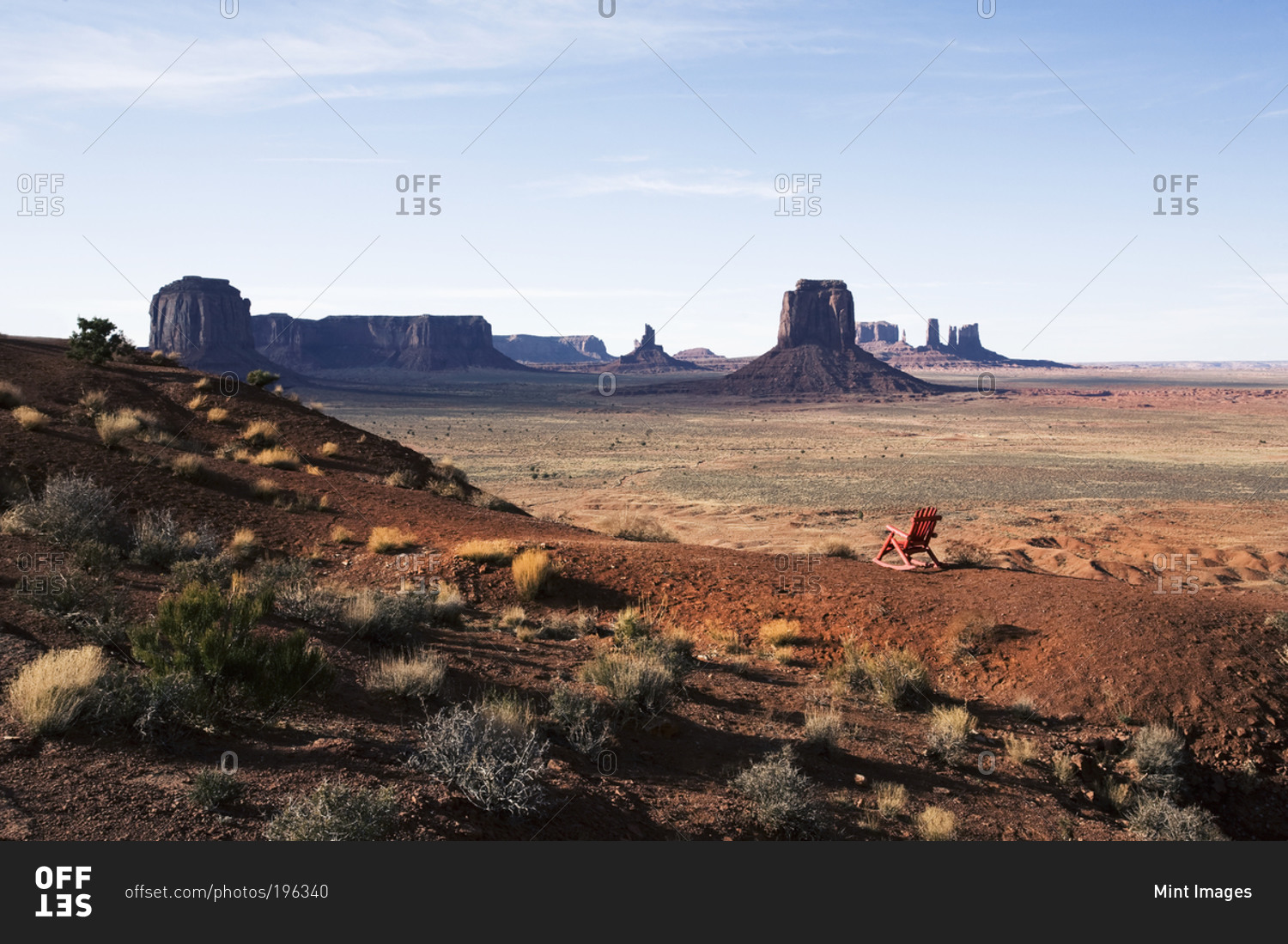 The landscape and eroded sandstone buttes and structure of Monument Valley
