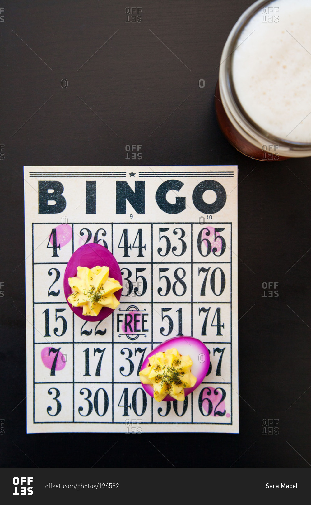 Deviled eggs on a bingo board