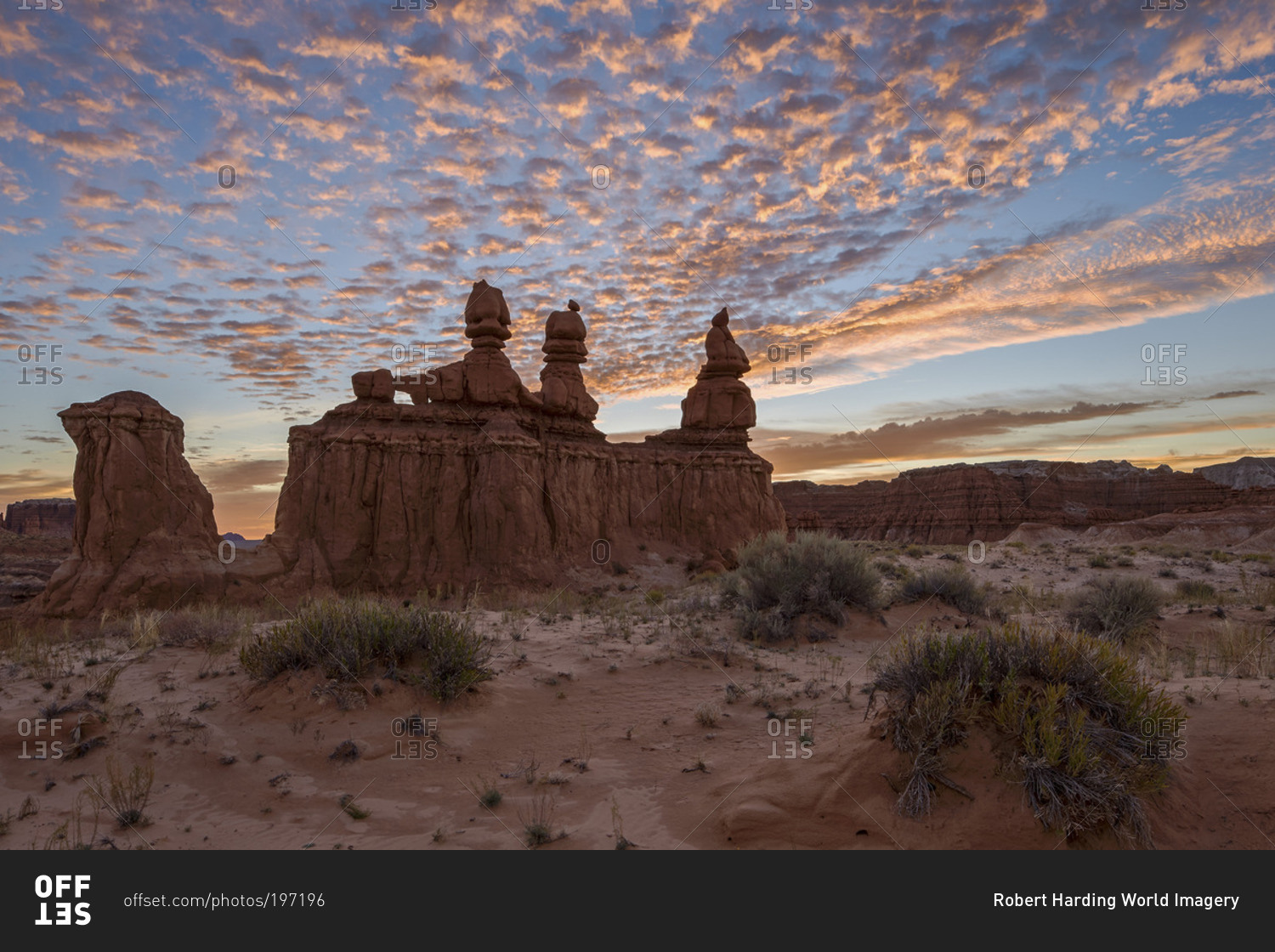 The Three Judges at sunrise in Goblin Valley State Park, Utah, United States of America