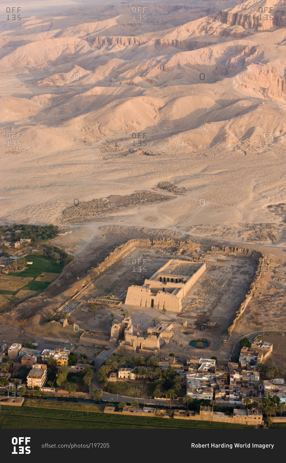 Aerial view of the Mortuary Temple of Ramesses III near Luxor, Egypt