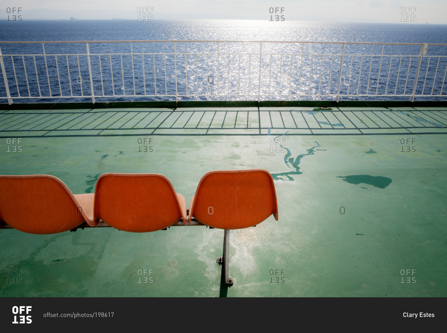 Empty deck of ferry boat in Asian waters