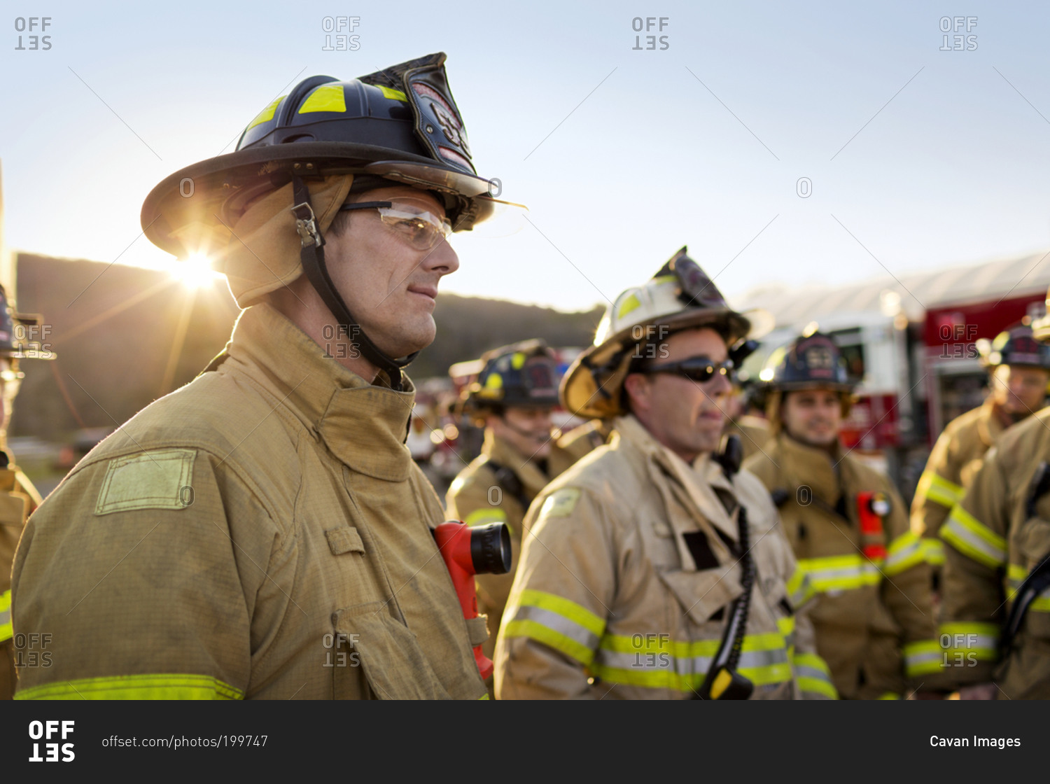 Firemen gather for a meeting