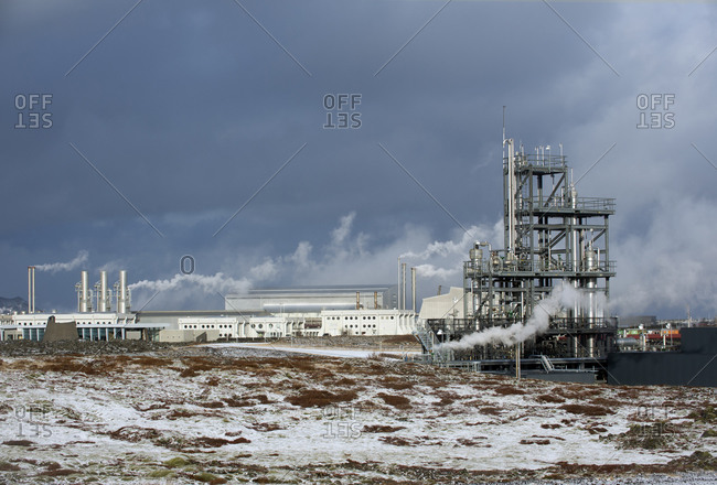 Steam billowing from a power plant in rural Iceland