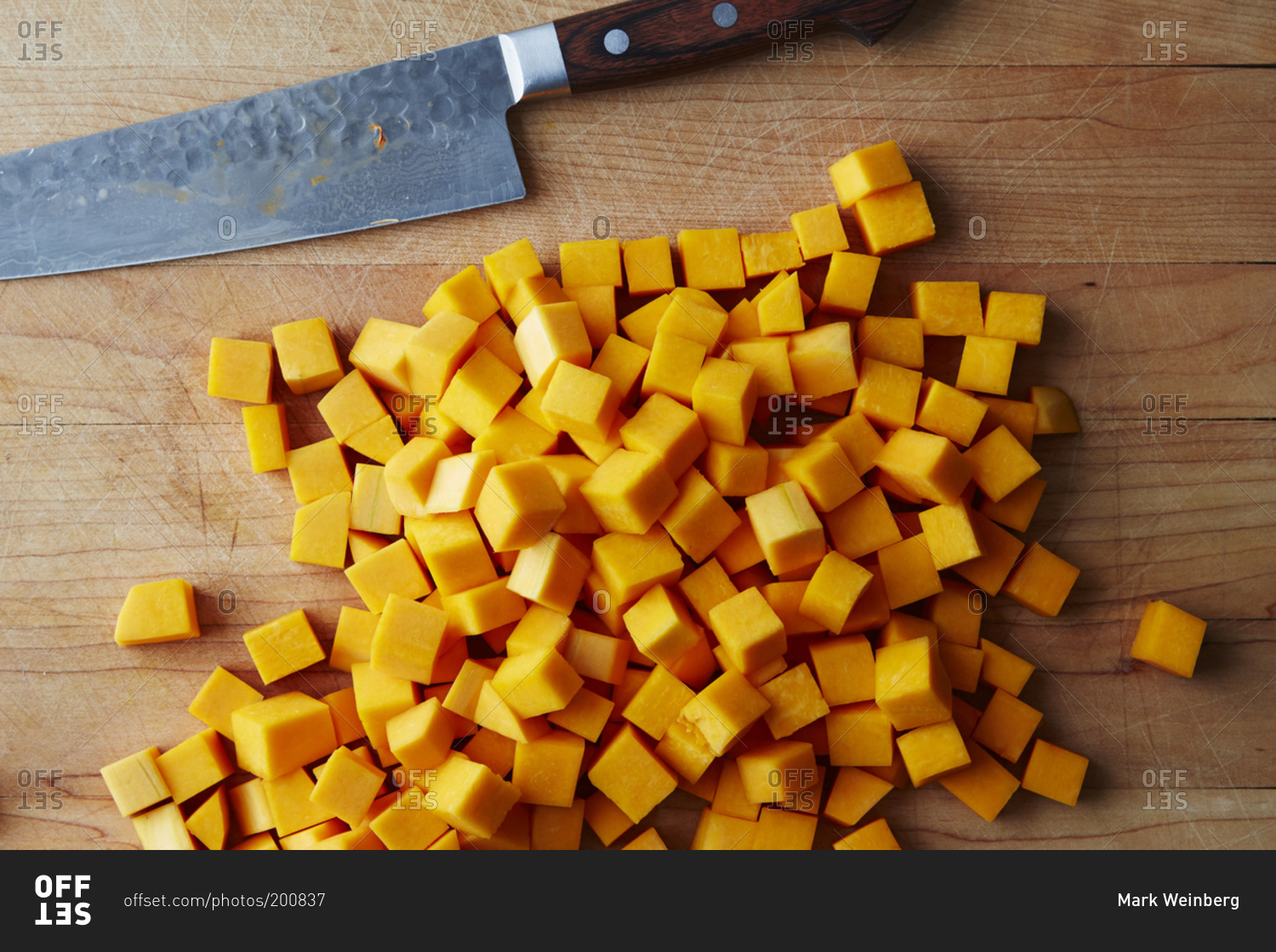 Butternut squash diced for soup
