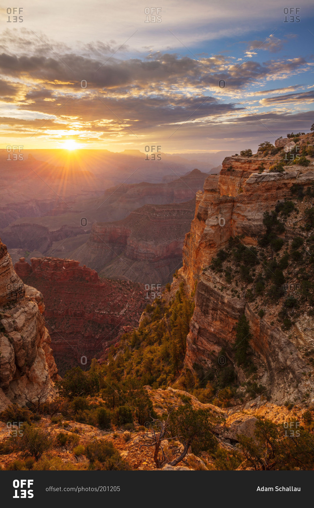 Sunrise over the Grand Canyon as viewed from Maricopa Point stock photo ...