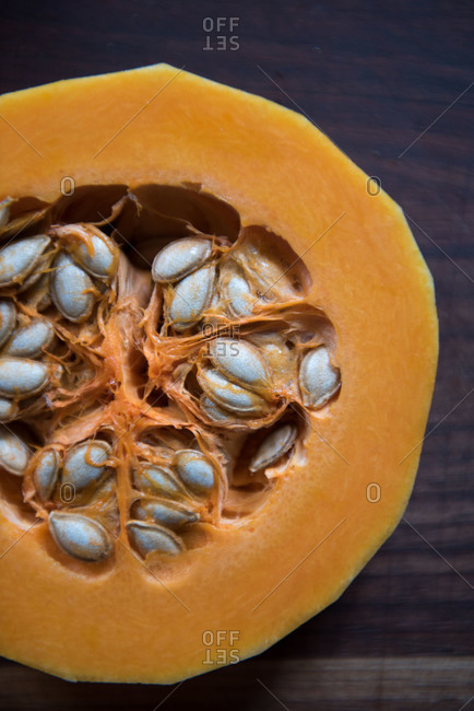 A sliced butternut squash