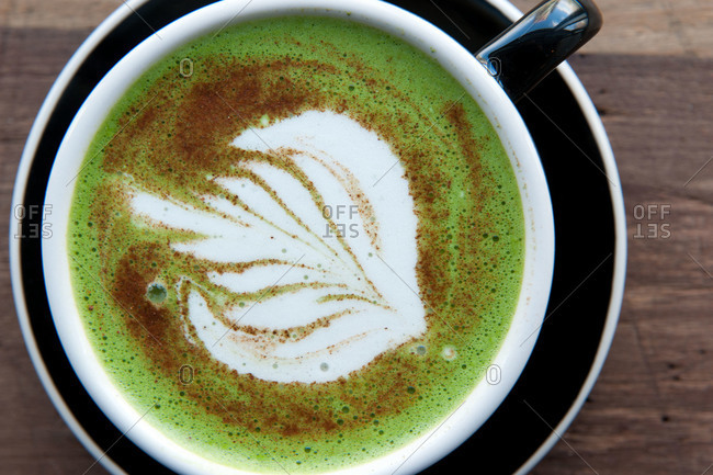 matcha green tea cup stock photos - OFFSET