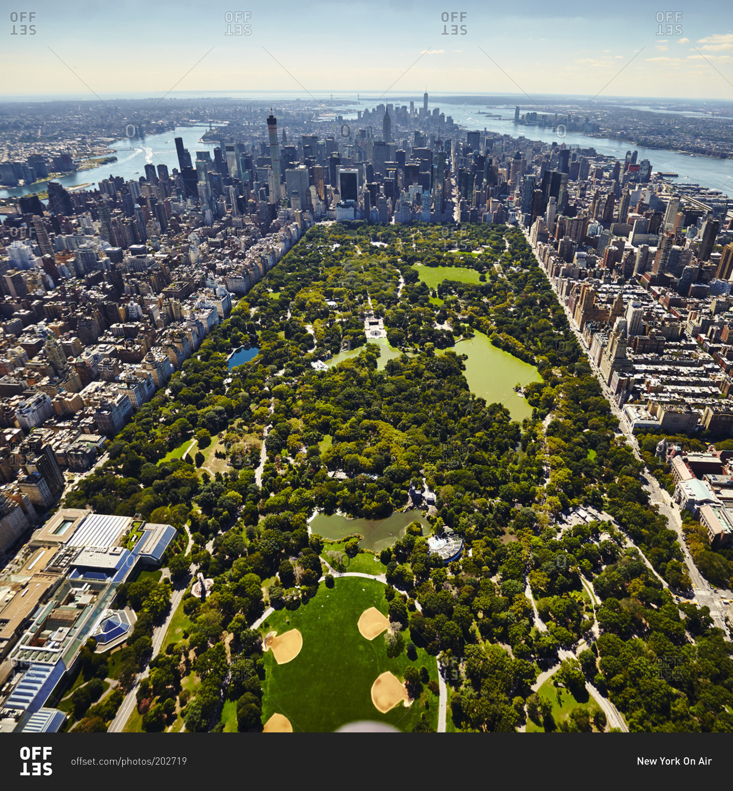 Aerial view of Central Park during summer, New York City stock photo ...