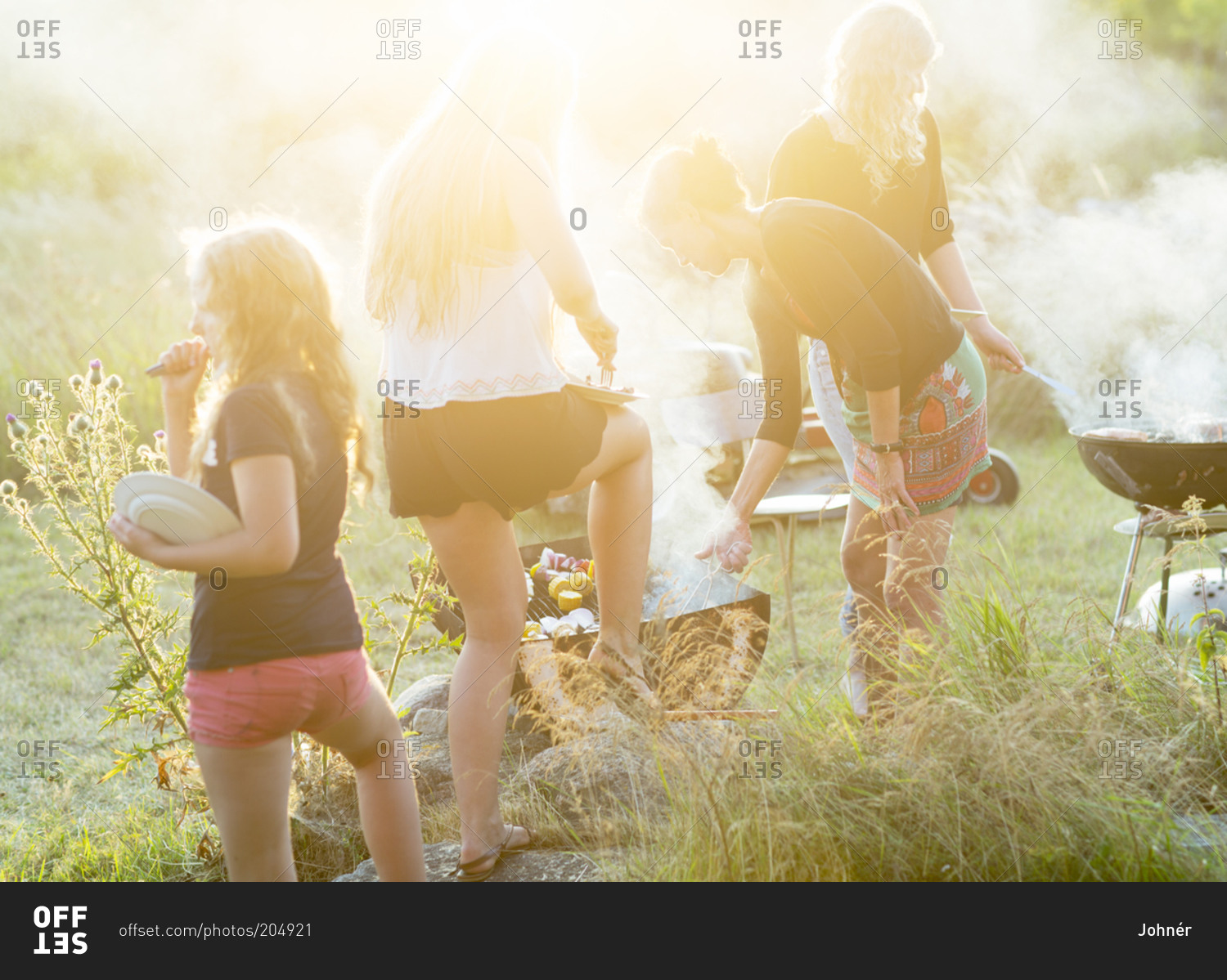 Family having a summer barbecue