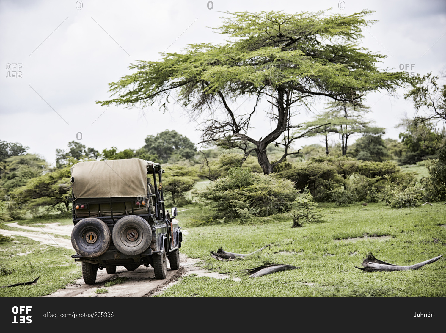 Vehicle on safari the African savannah