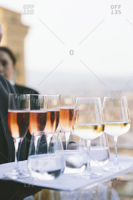 Waiter Serving Beverages At A Wedding Reception Stock Photo Offset