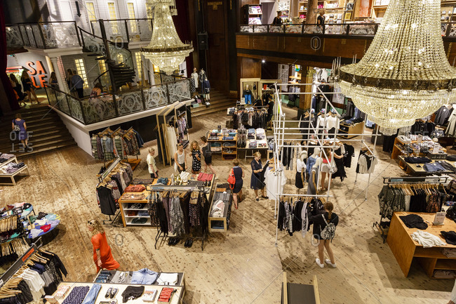 Stockholm, Sweden - July 30, 2014: Shoppers in clothing store, Stockholm, Sweden