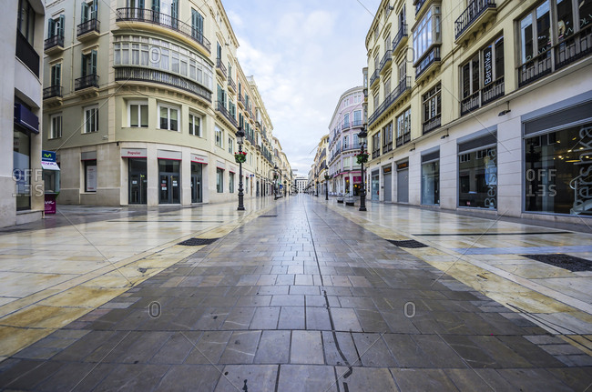 Malaga, Spain - February 21, 2015: Shopping street, Malaga