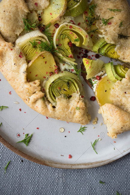 Savory galette sprinkled with red peppercorn