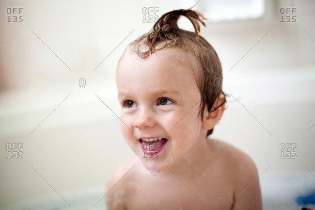 young boy bath 