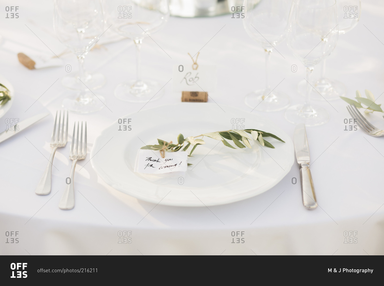 A place setting at a wedding reception in Italy