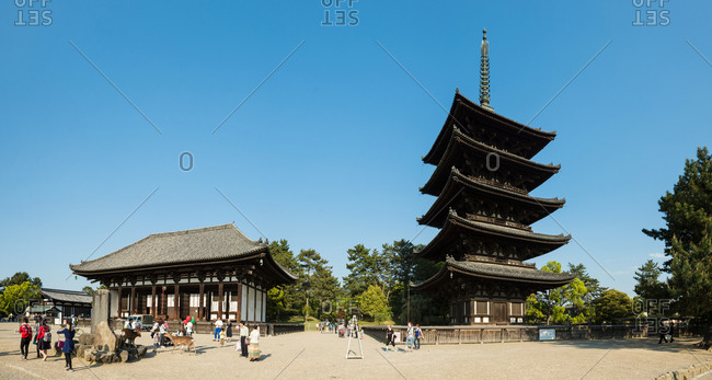April 25, 2015: The historic Buddhist temple of Kofuku-ji in Nara, Japan
