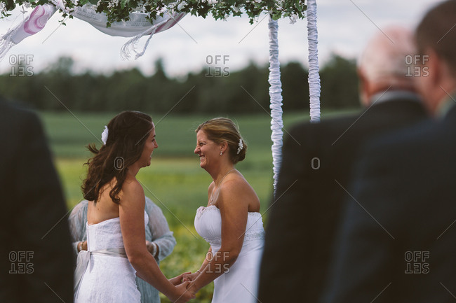 Women in same sex marriage ceremony