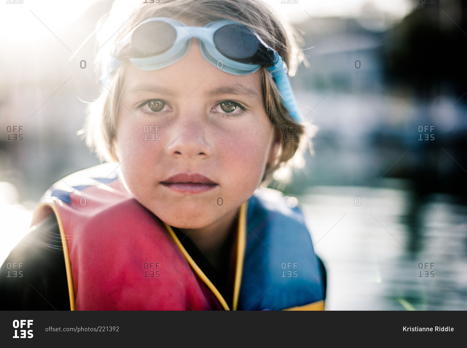 Portrait of a young boy with goggles stock photo OFFSET