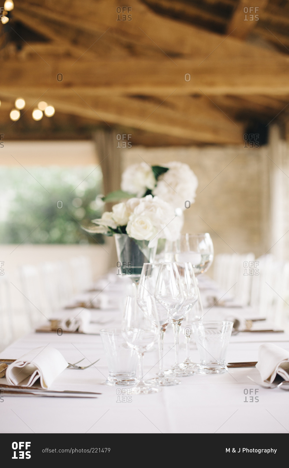 Table set up for formal wedding reception