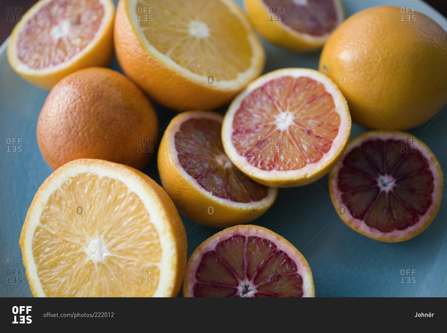 Citrus fruits on a blue background