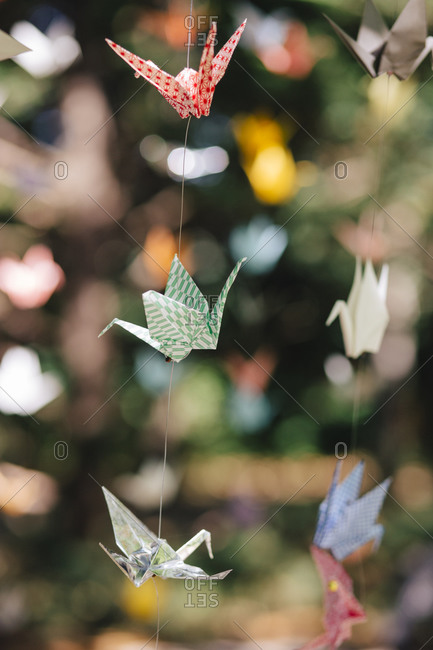 Close up of origami decorations