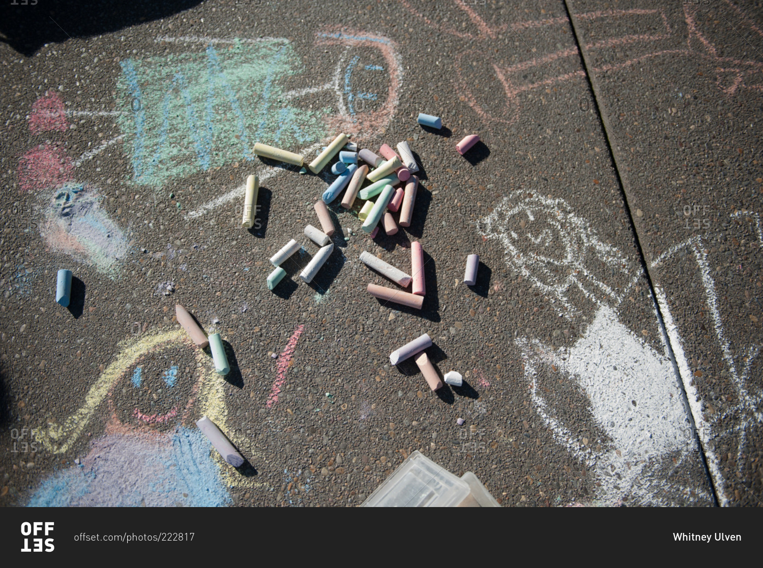 Chalk on pavement with drawings