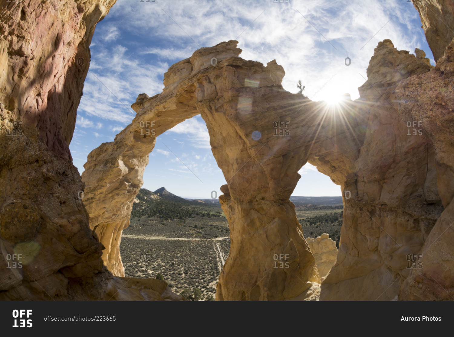 Grosvenor Arch and clouds, Grand Staircase Escalante National Monument, Tropic, Utah