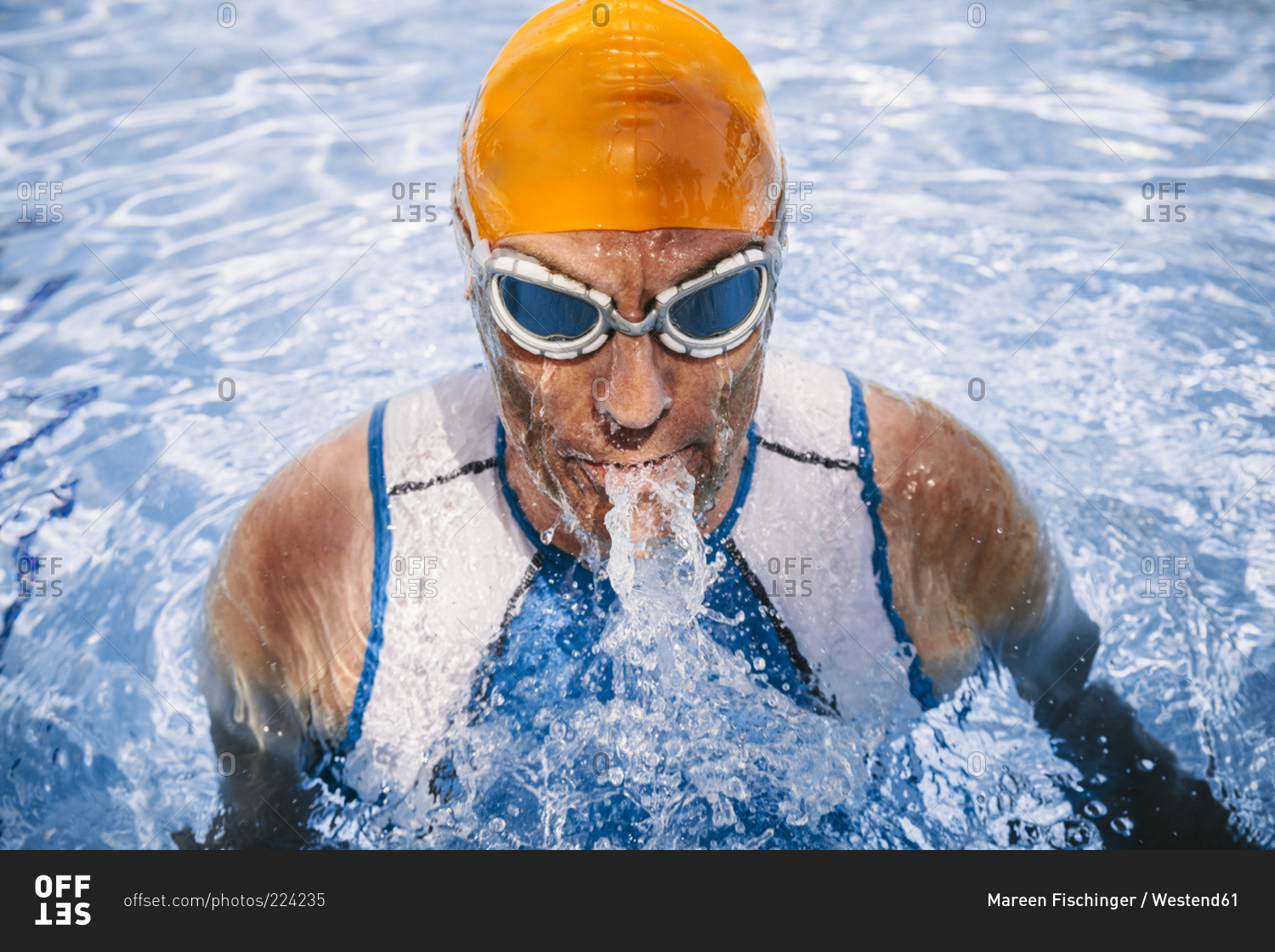 Triathlete swimmer coming out of the water