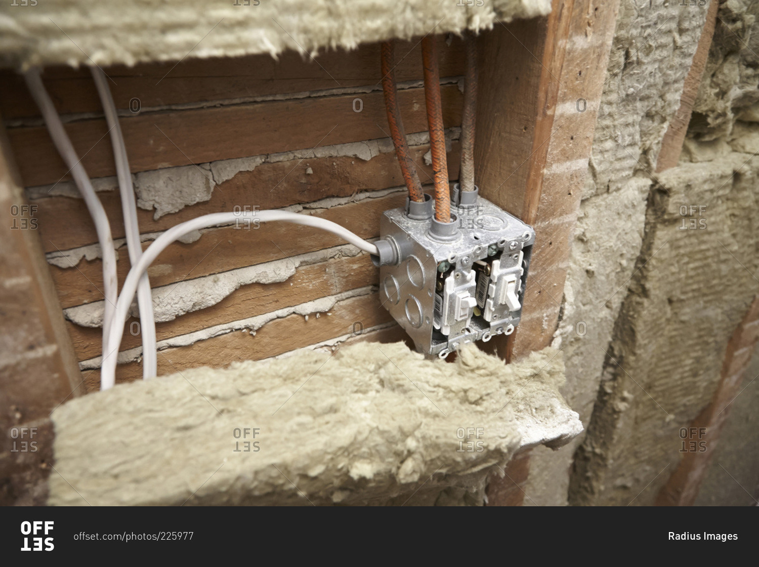 Light switch junction box and insulation in home under renovation