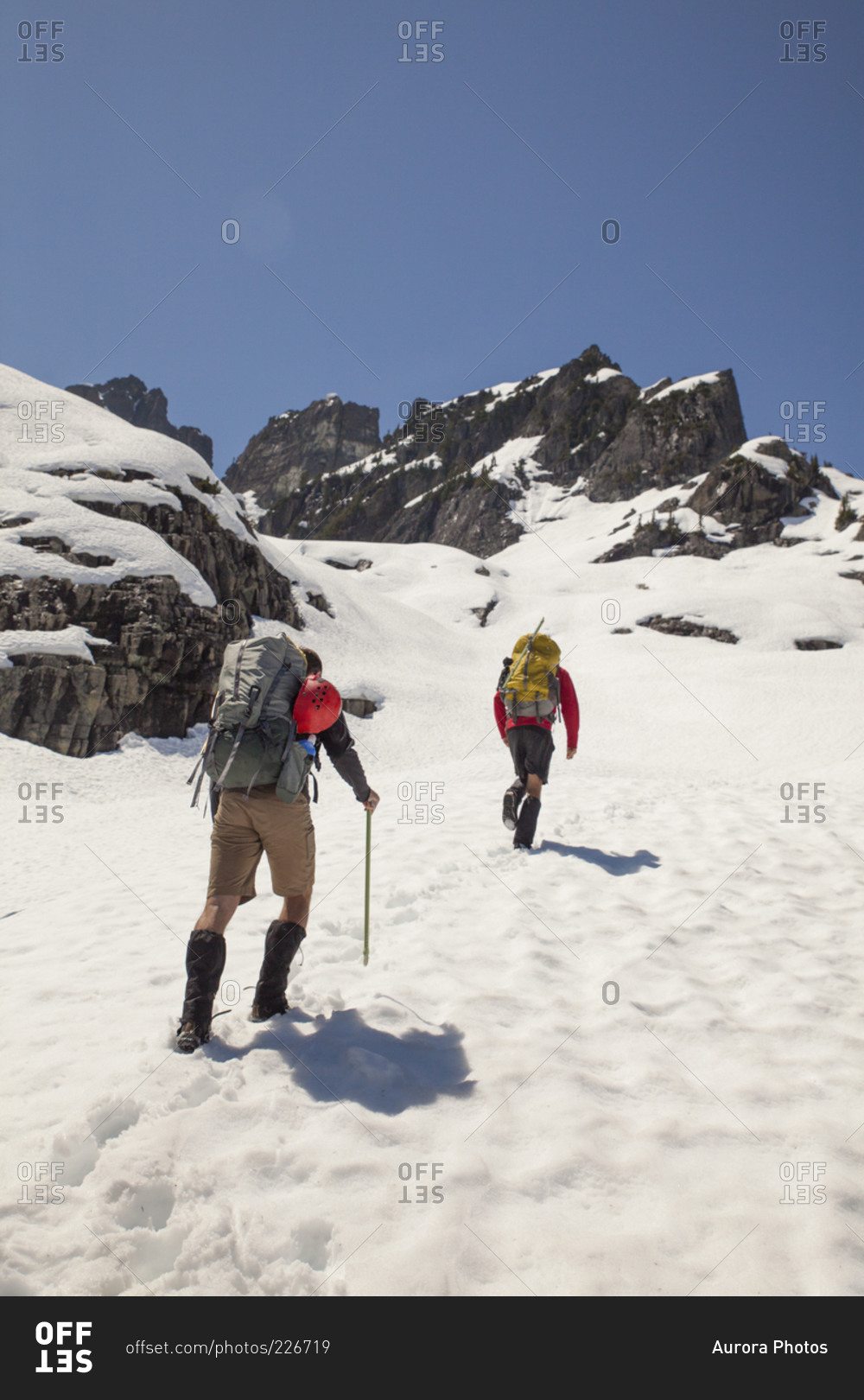 Two climbers approach Trio Peak in British Columbia, Canada