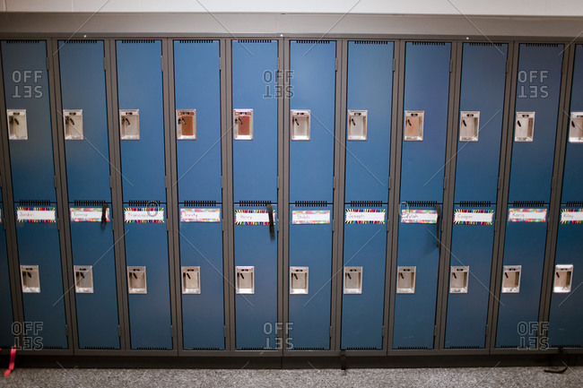 blue school lockers