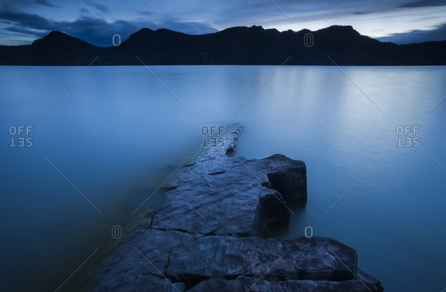 A long exposure along the shore of Lago Nordenskjöld in Chile's Torres del Paine