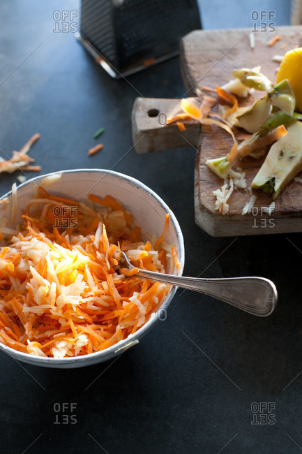 Shredded salad of pear and carrot