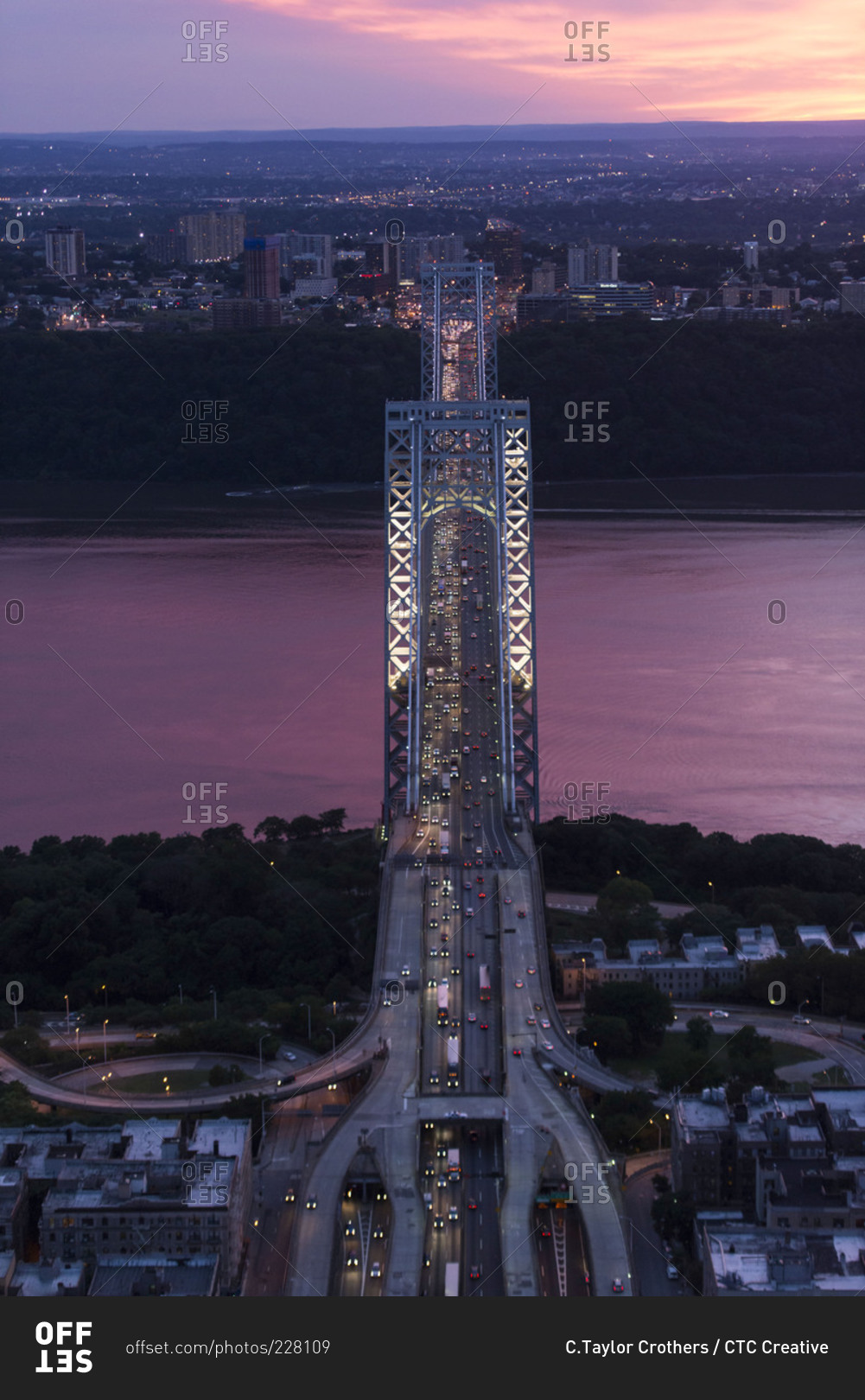 Aerial view of the George Washington Bridge in New York City, USA