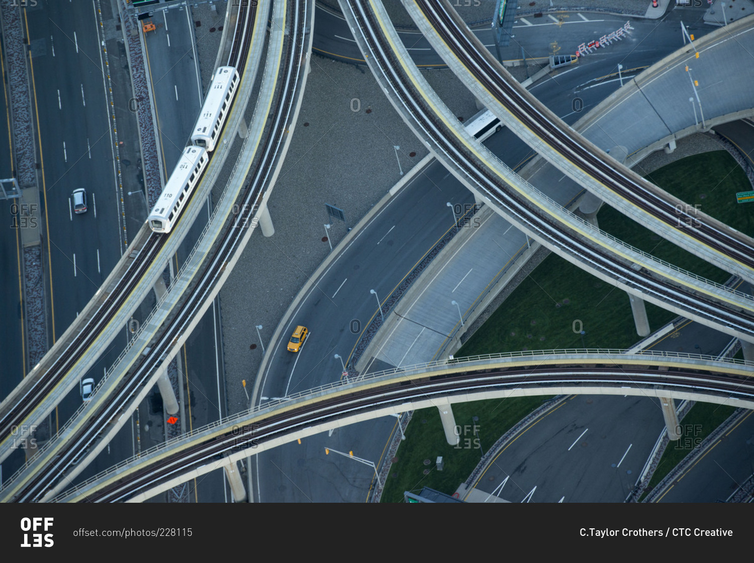 Aerial view of roadways in New York City, USA