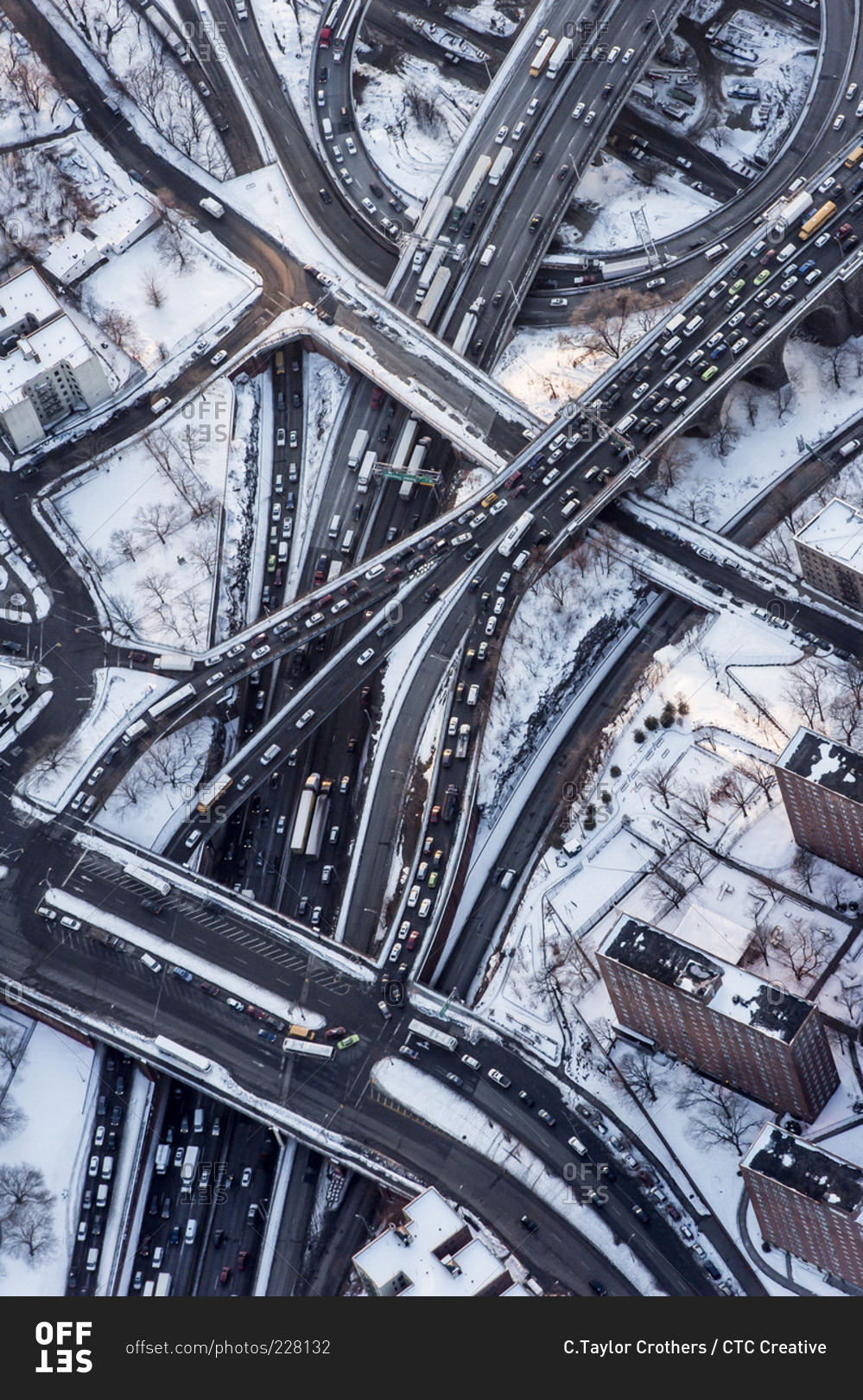Bird's eye view of roads at winter, USA