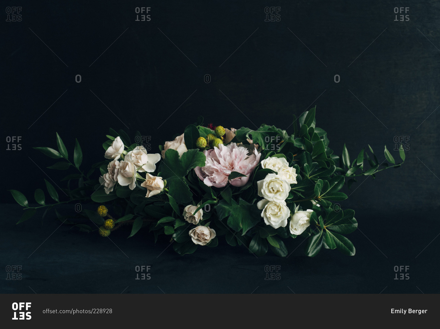Floral arrangement with roses and peonies